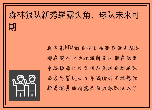 森林狼队新秀崭露头角，球队未来可期